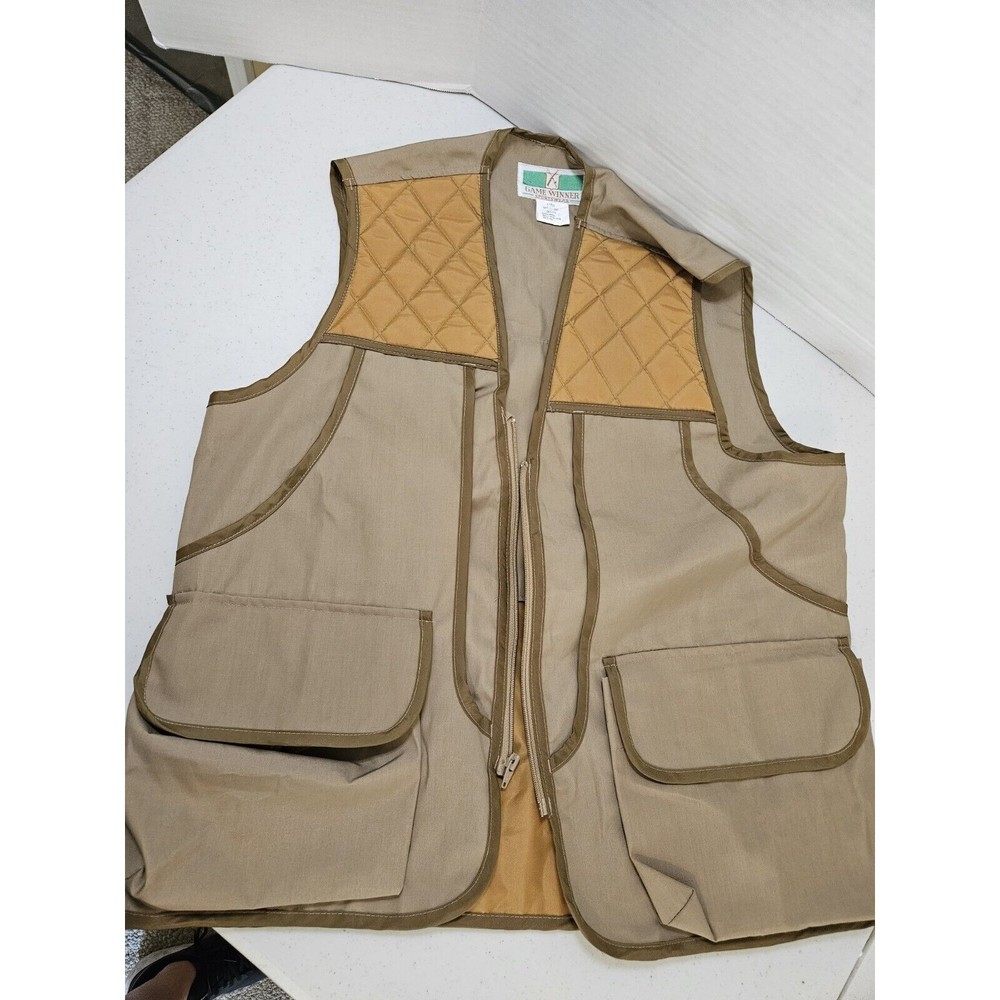 VINTAGE Game Winner Vest Mens M Medium Brown Hunting Shooting Full Zip Quilted